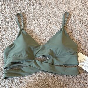 lululemon athletica Olive Green Cutout Sports Bra